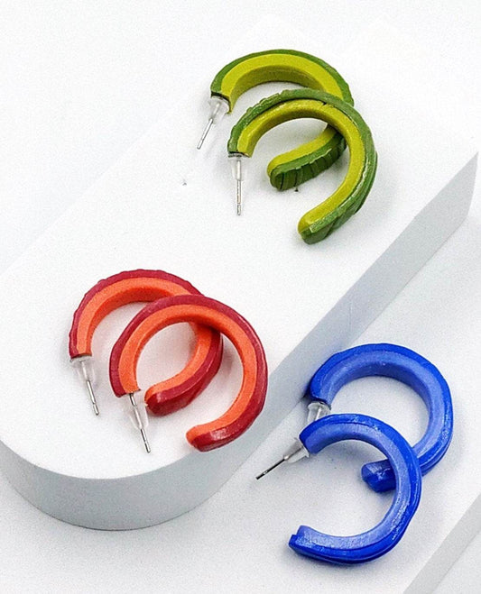 Orecchini a Cerchio texture Bicolore - Loopy Clay