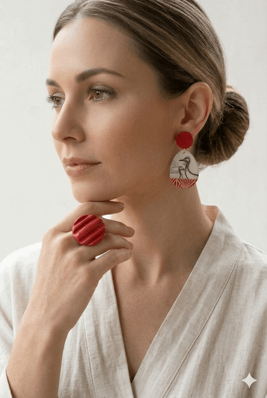 Orecchini Pendenti Crane & Lantern Drop | I Love Japan