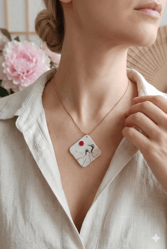 Collana Japanese Tsuru Square | I Love Japan