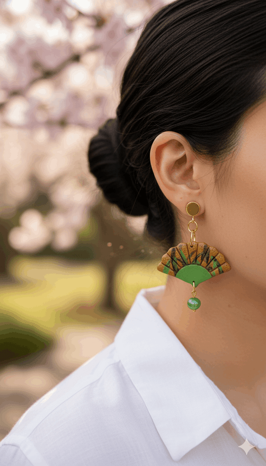 Orecchini Sensu "Giardino Segreto" (Verde e Oro) | Collezione I Love Japan