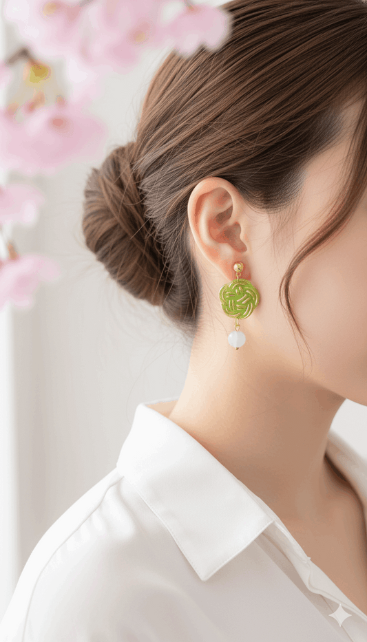 Orecchini Mizuhiki "Verde Giada" | Collezione I Love Japan