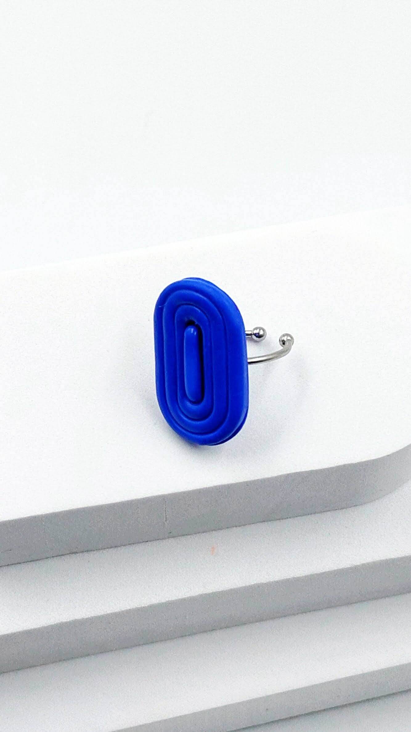 anello regolabile design blu elettrico - Loopy Clay