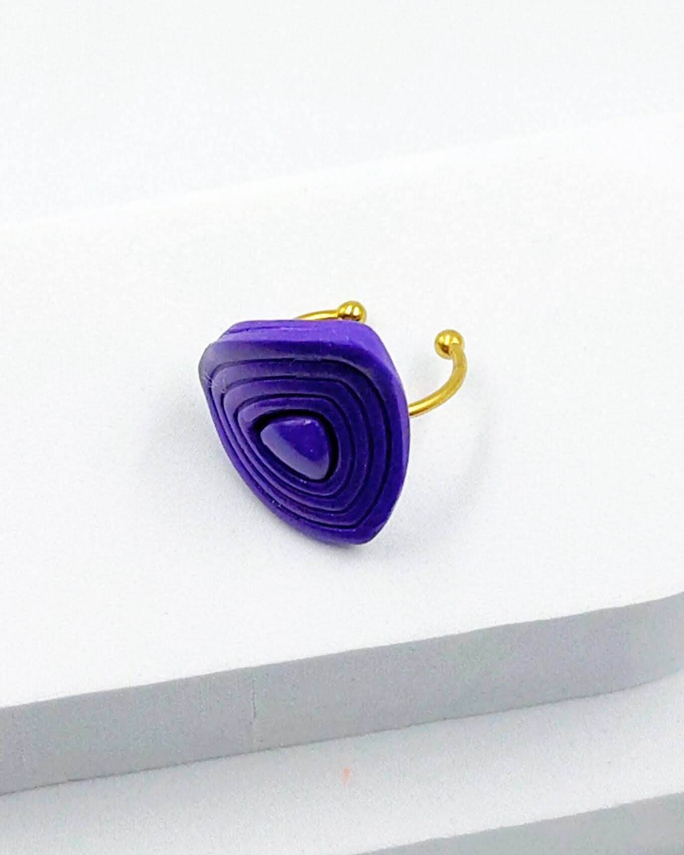 anello regolabile design viola acceso - Loopy Clay