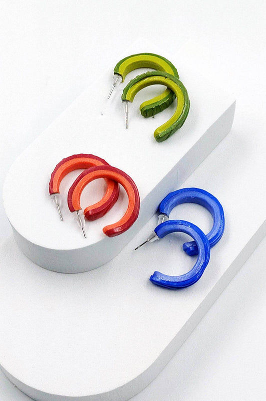 Orecchini a Cerchio texture Bicolore - Loopy Clay