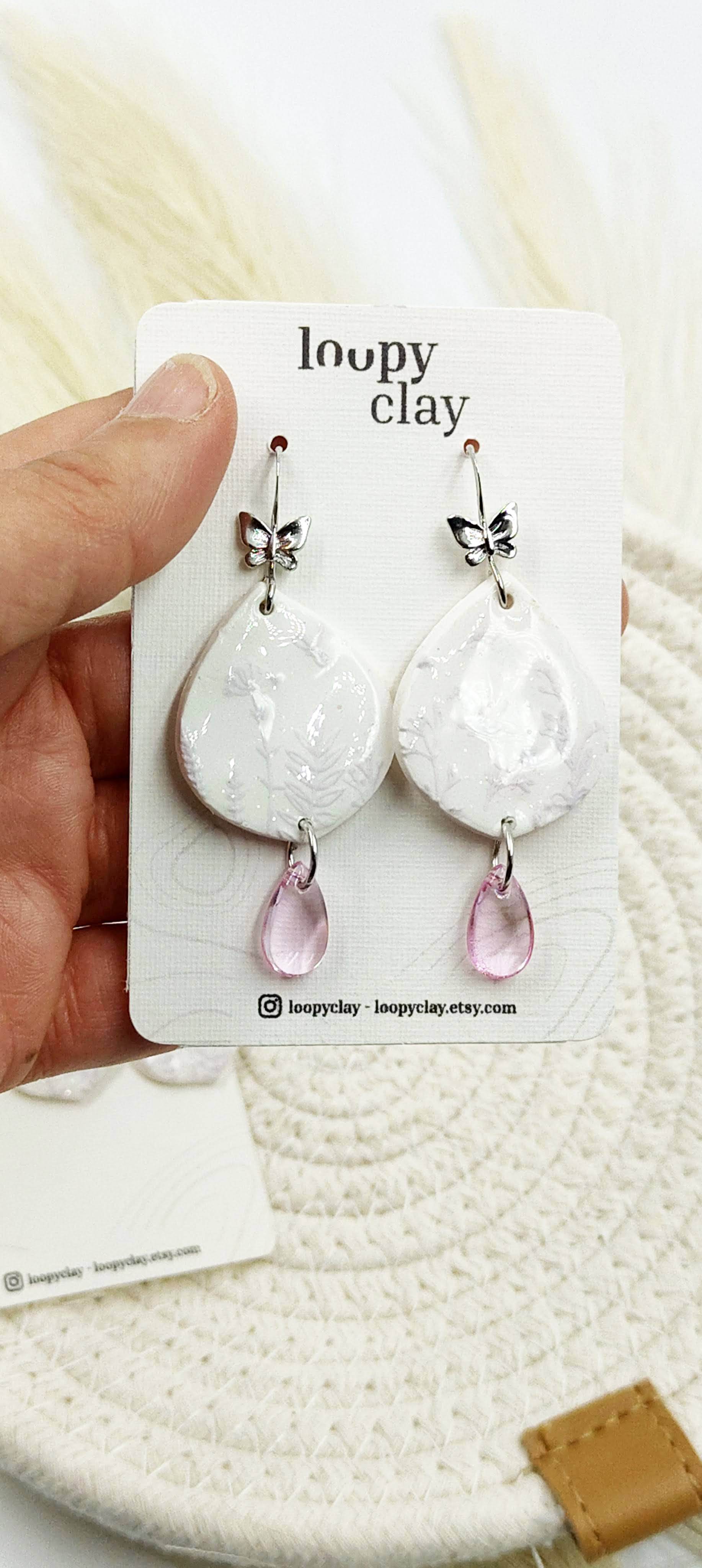 Orecchini pendenti Eleganza Bianca - Loopy Clay