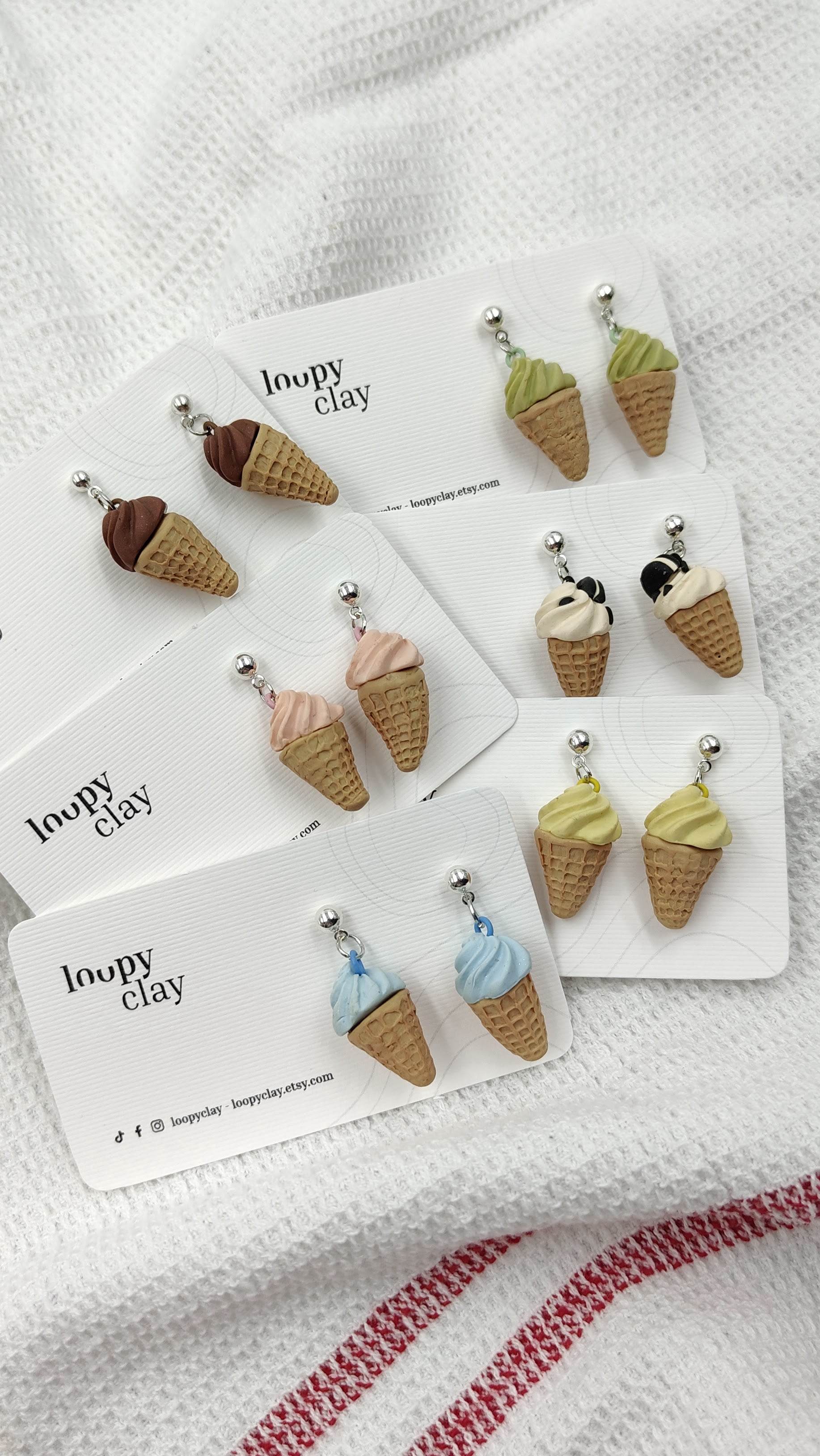 Orecchini cono gelato - Loopy Clay
