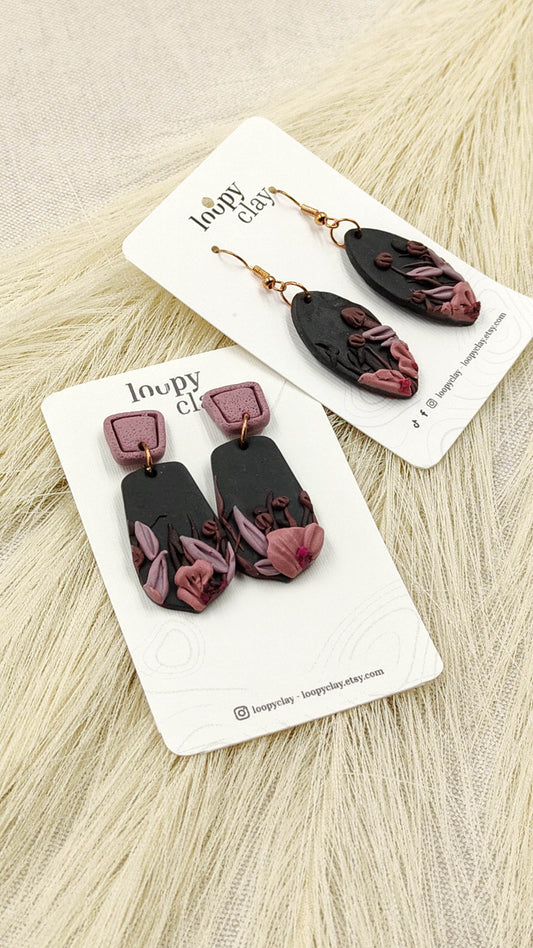 Orecchini Pendenti fiori notturni - Loopy Clay