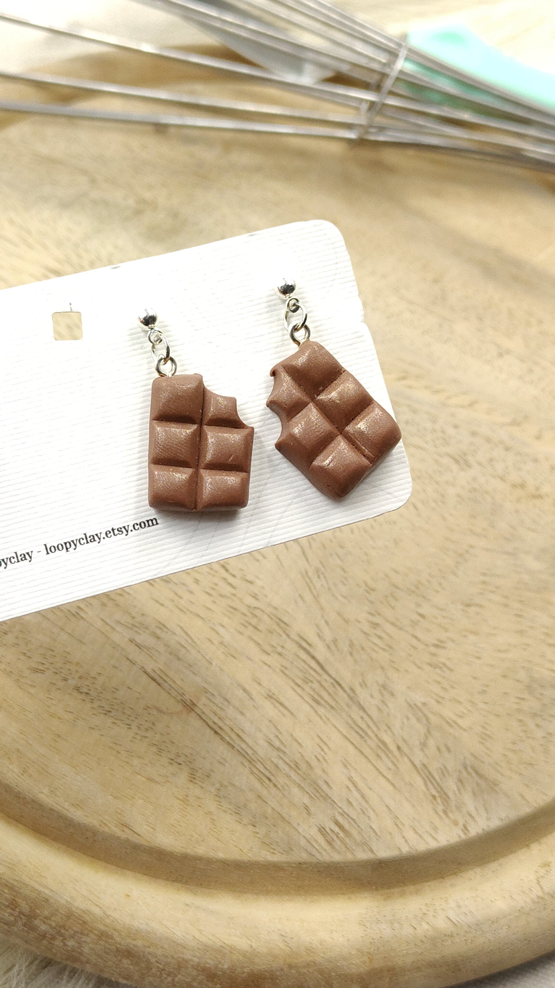 Orecchini pendenti barrette di cioccolato