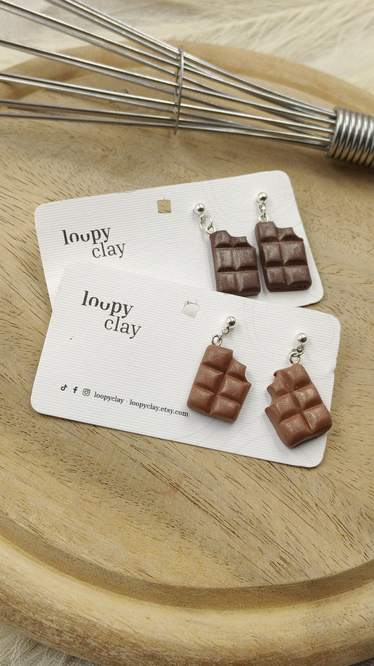 Orecchini pendenti barrette di cioccolato - Loopy Clay