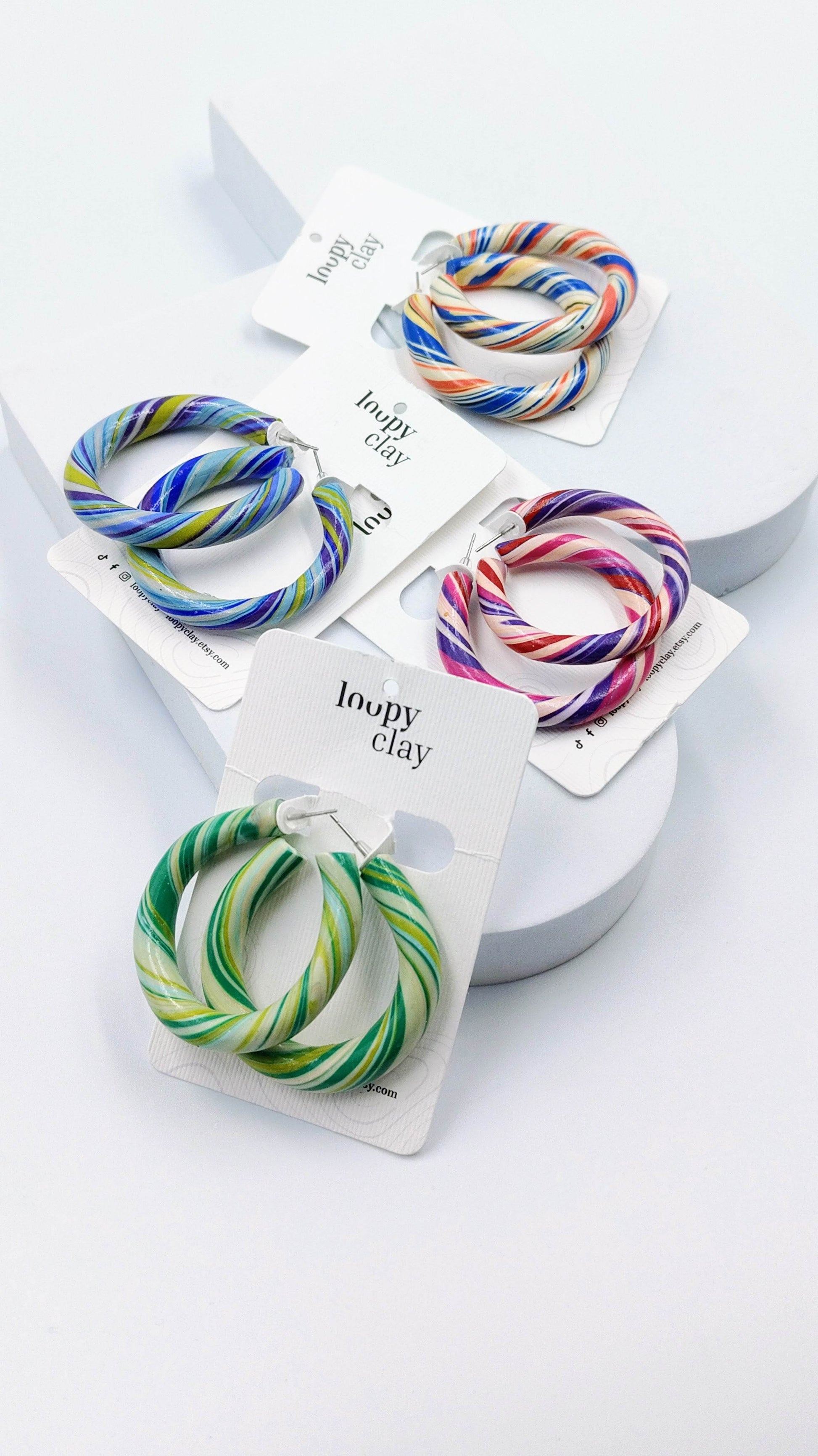 Orecchini grandi a Cerchio multicolor - Loopy Clay