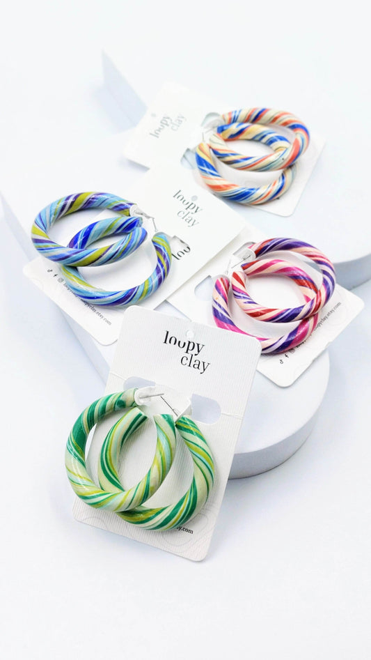 Orecchini grandi a Cerchio multicolor - Loopy Clay