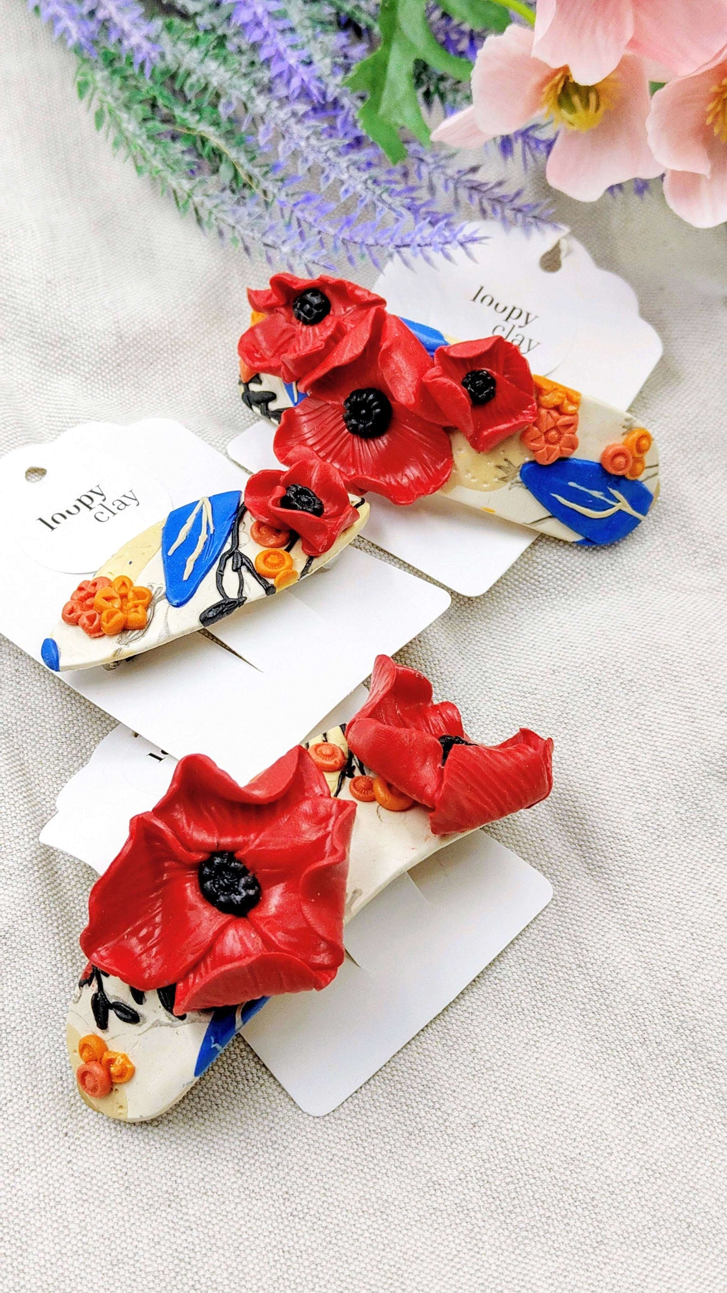 Collezione Papaveri | Fermagli capelli artigianali