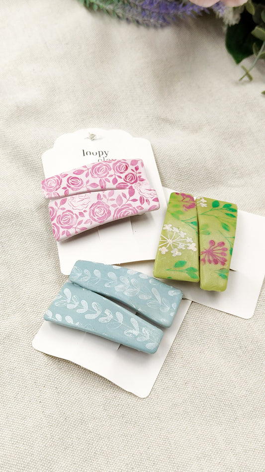 Fermagli capelli con fiori dipinti  - assimettrici