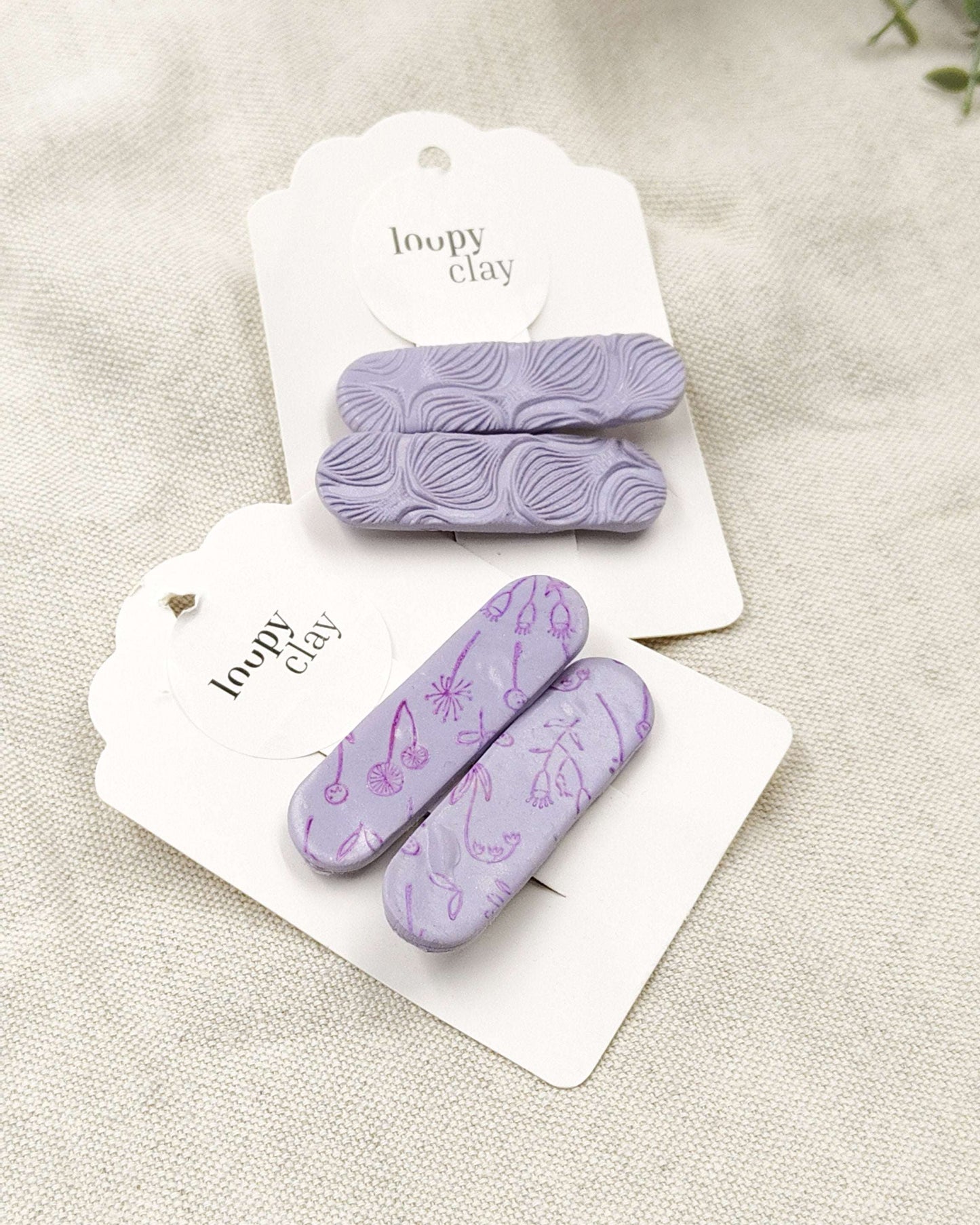 Collezione fiori a rilievo | Fermagli capelli artigianali lilla