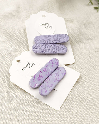 Collezione fiori a rilievo | Fermagli capelli artigianali lilla