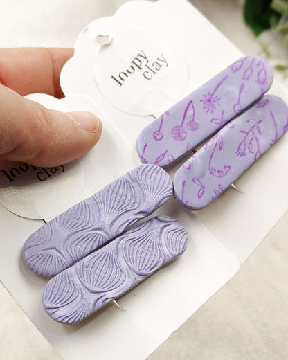 Collezione fiori a rilievo | Fermagli capelli artigianali lilla