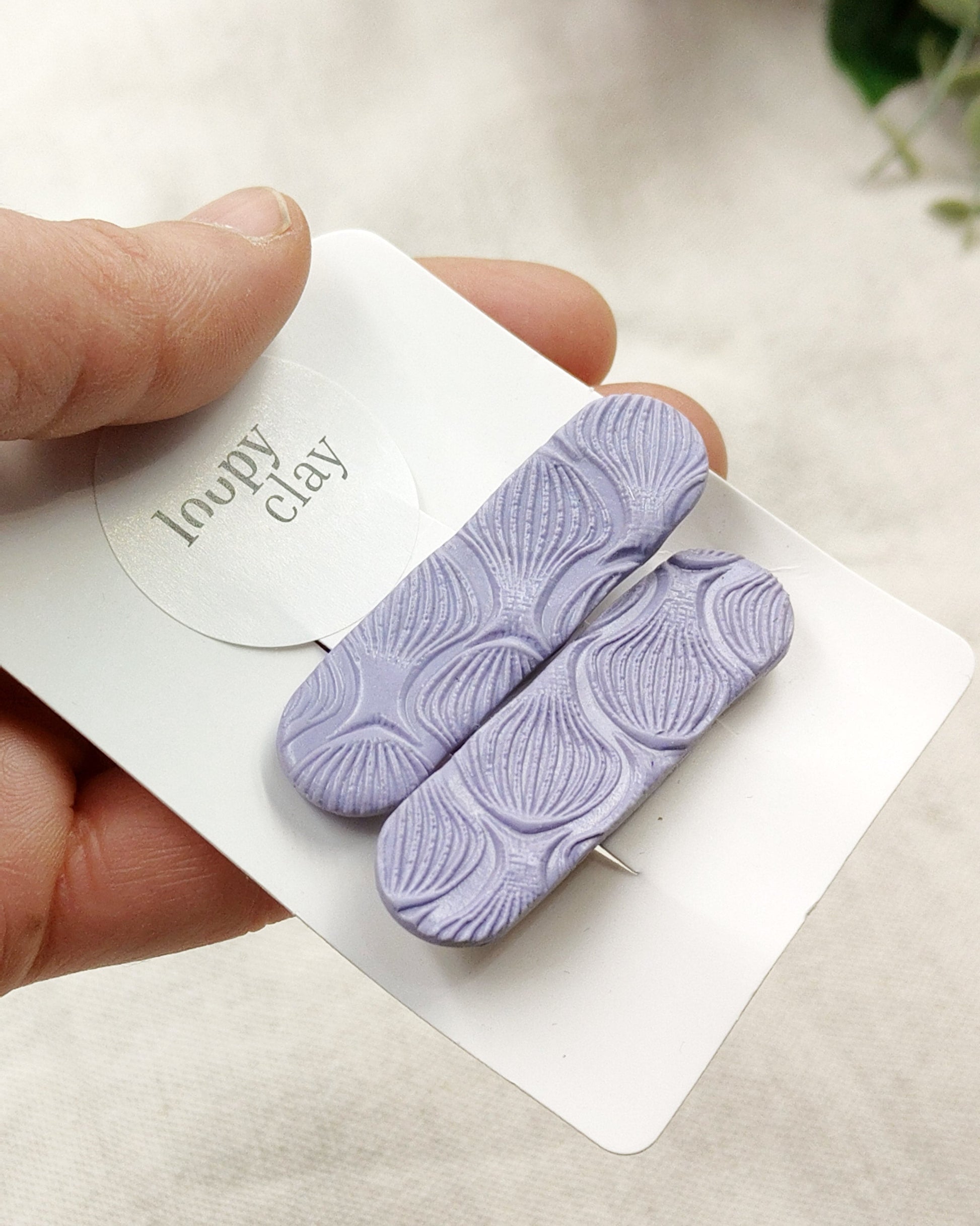 Fermagli capelli con fiori dipinti  - lilla e fiori a rilievo