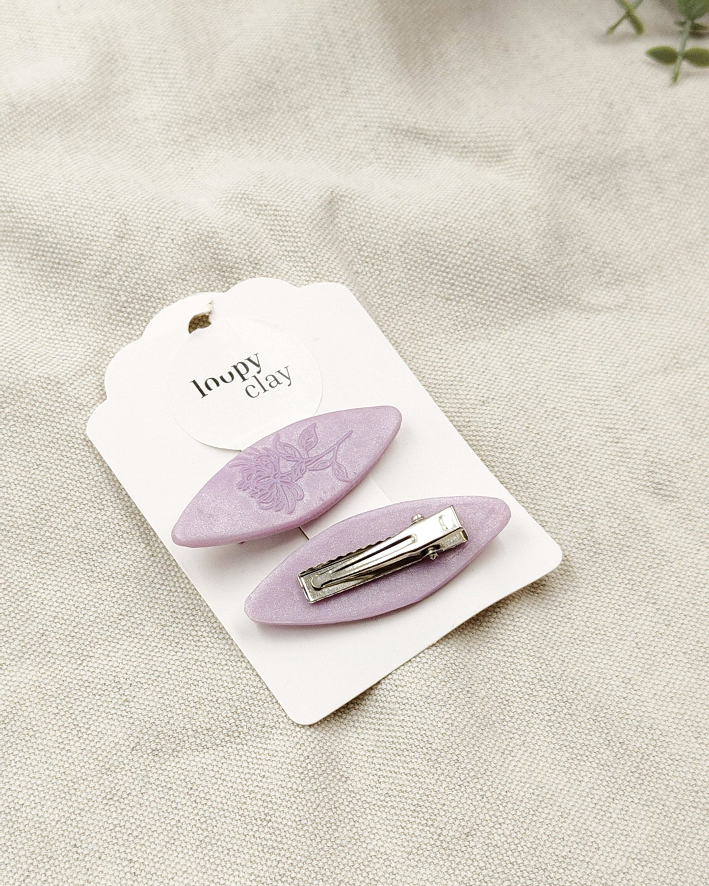 Fermaglii capelli con fiori impressi -  rosa viola