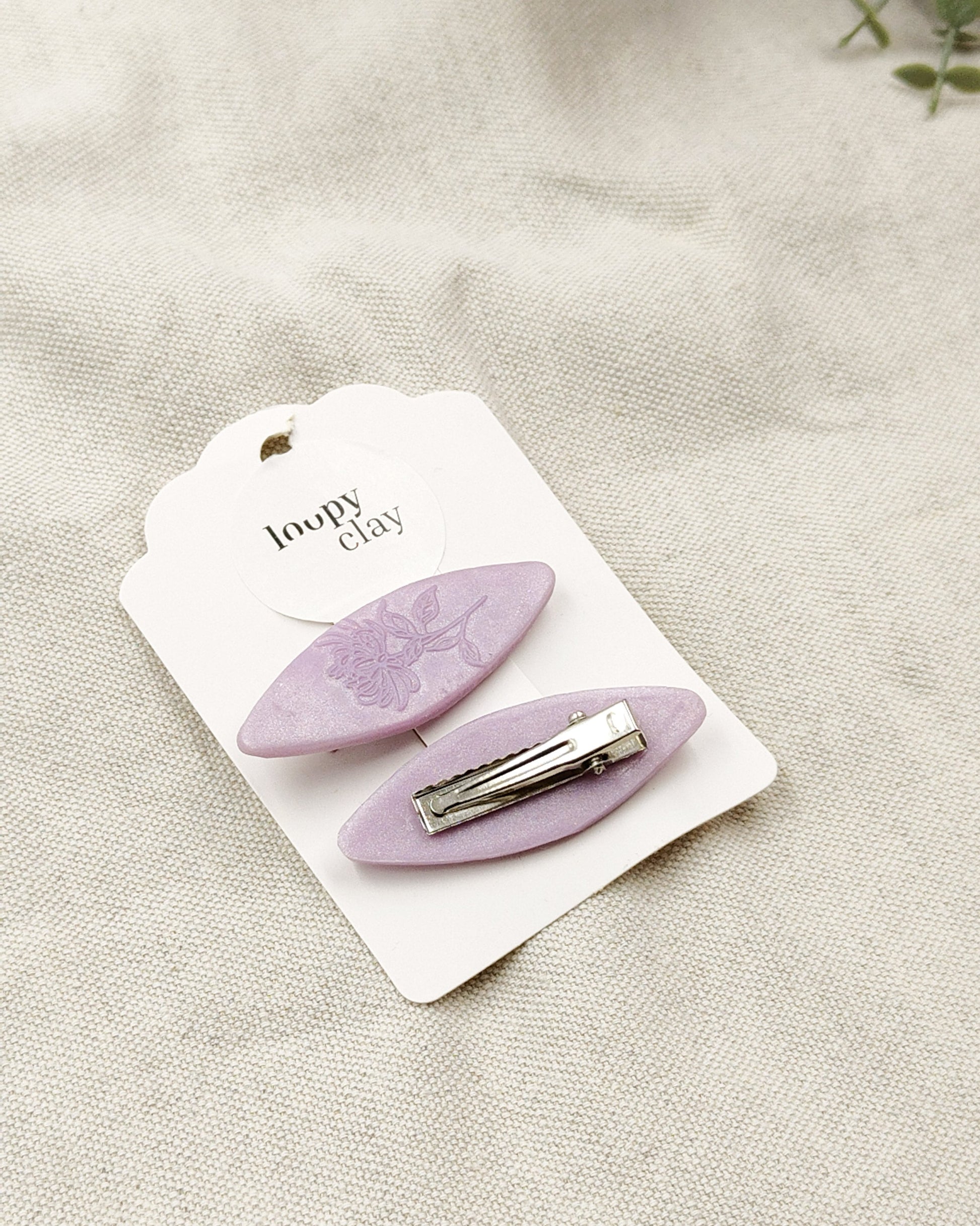 Fermaglii capelli con fiori impressi -  rosa viola