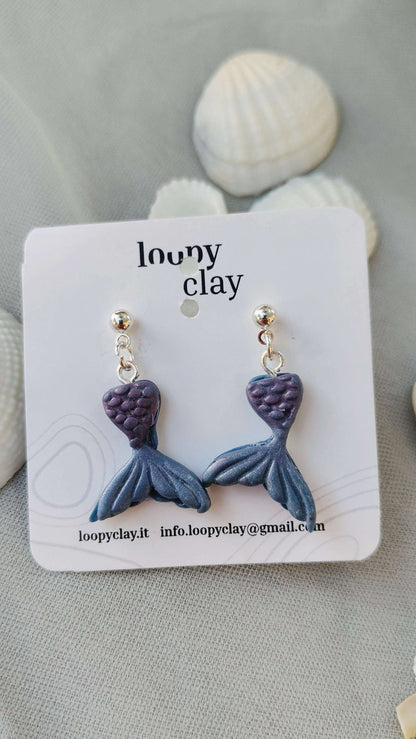 Orecchini Sirena Mare Pendenti Artigianali Leggeri Unici