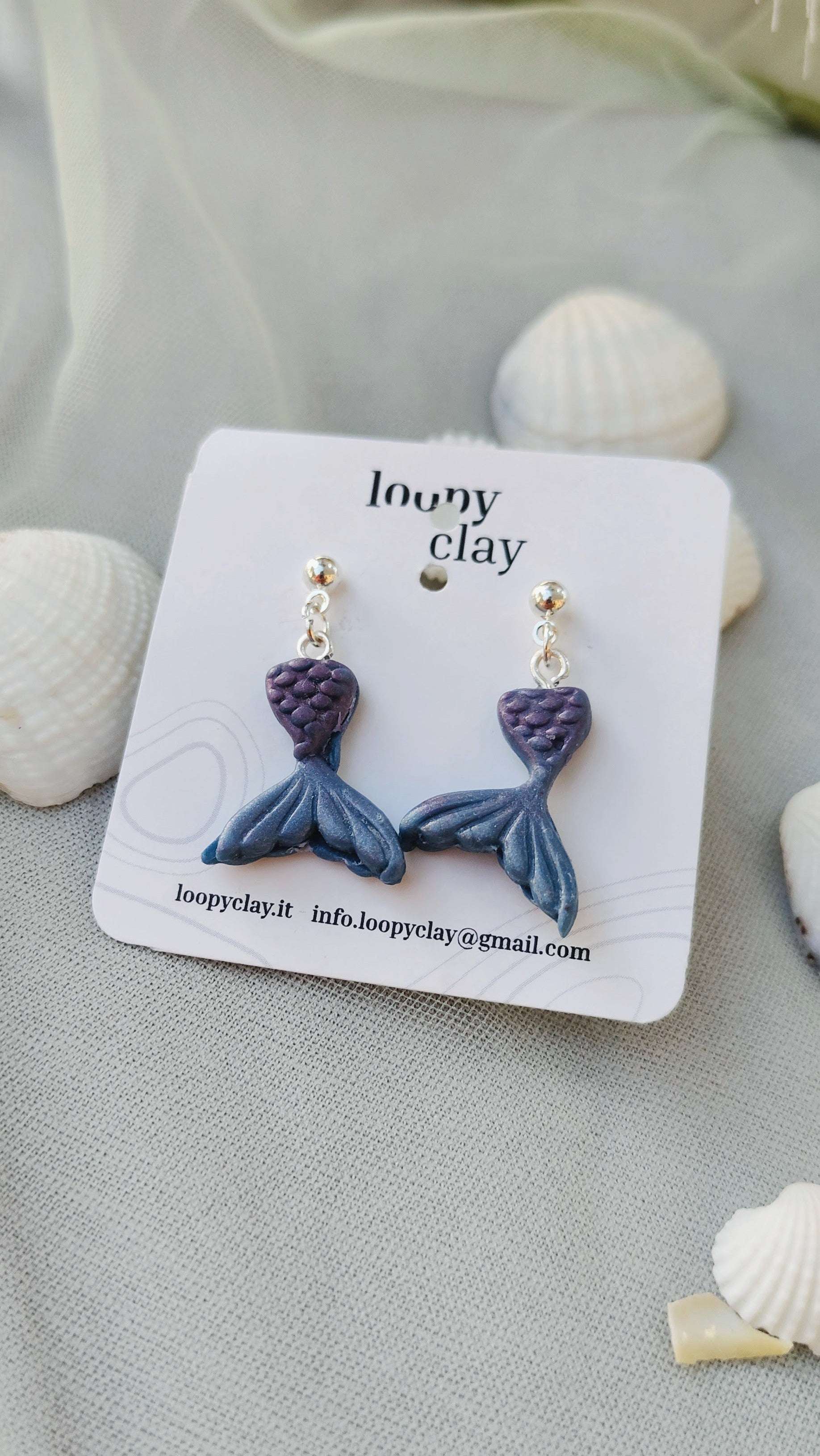 Orecchini Sirena Mare Pendenti Artigianali Leggeri Unici