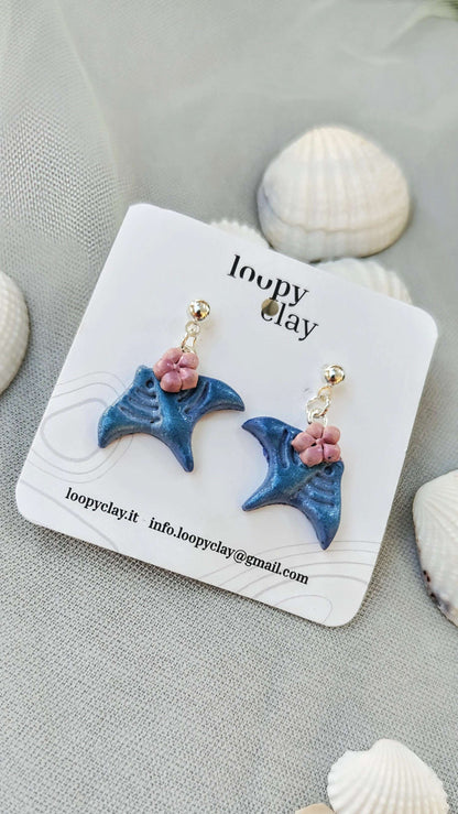 Orecchini Manta Fiori Plumeria Mare Estate Leggeri