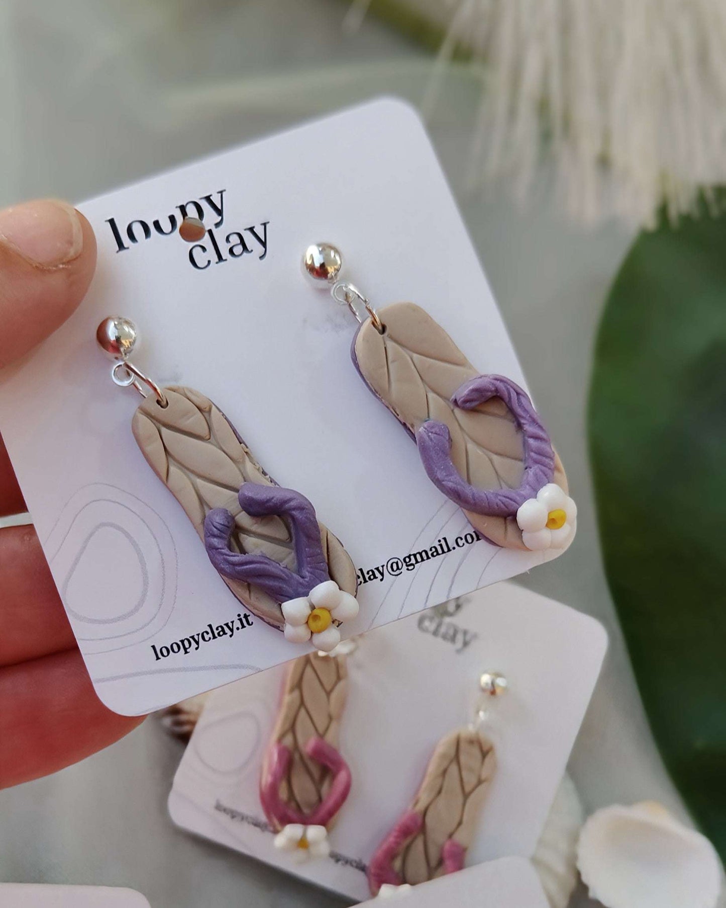 Orecchini Infradito Argilla Polimerica Estate 4 Colori