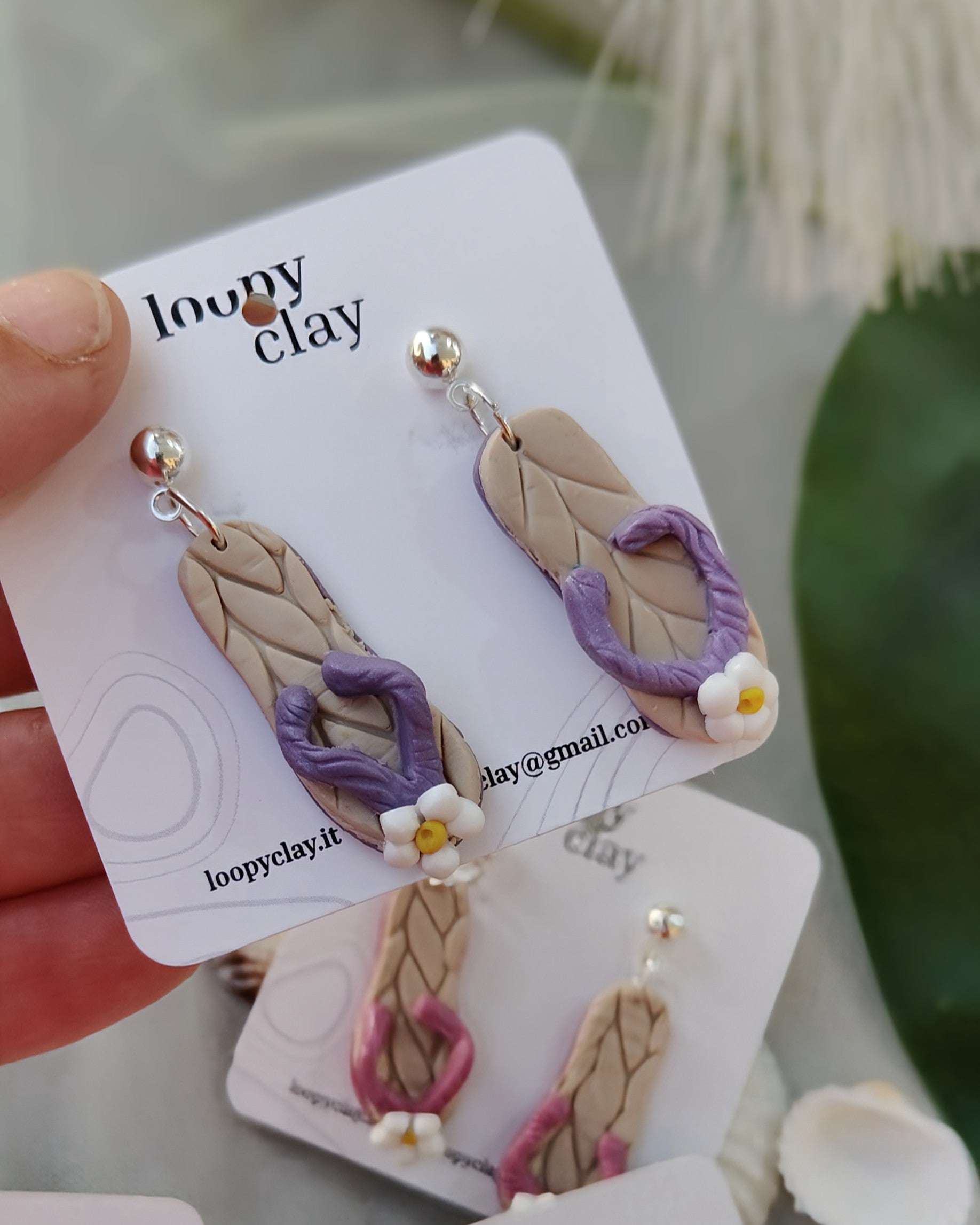 Orecchini Infradito Argilla Polimerica Estate 4 Colori