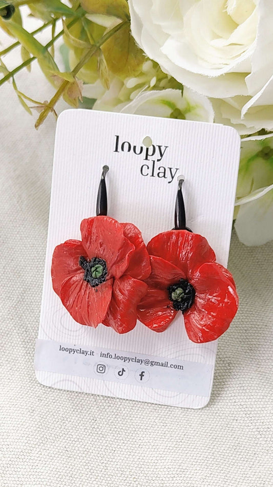 Orecchini Papavero Monachella | Poesia scarlatta in movimento