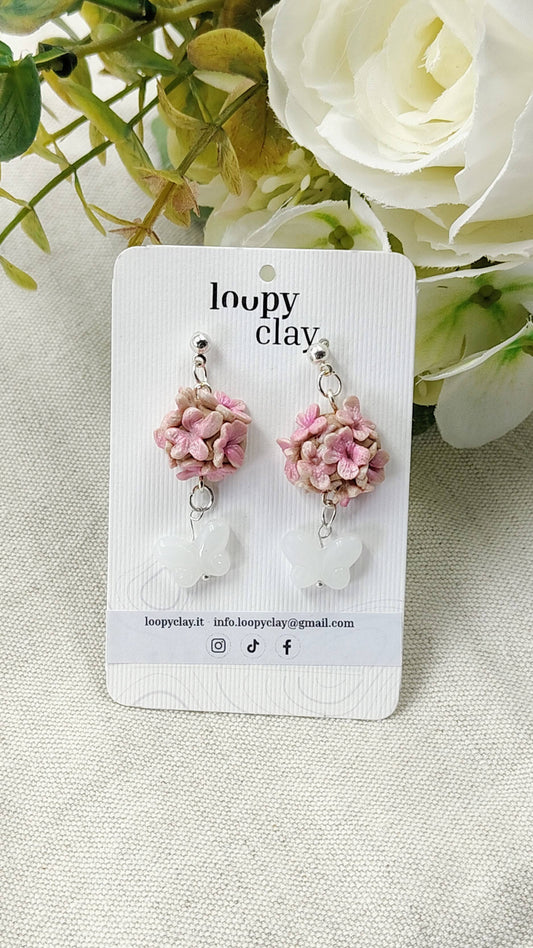 Orecchini Fiori e Farfalla in Vetro | Trasparenze e Magia