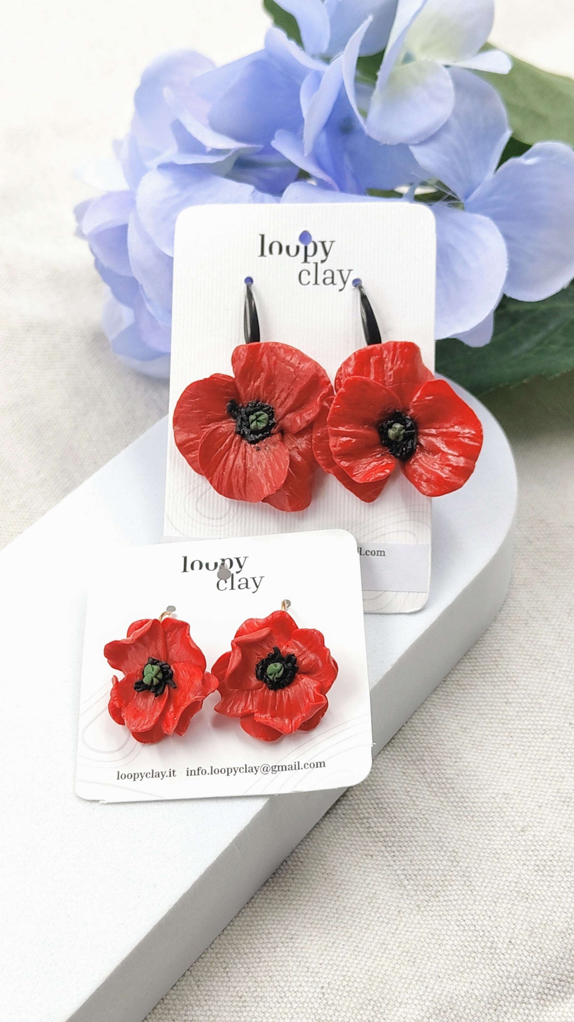 Orecchini Papavero cabochon | Miniature botaniche fatte a mano