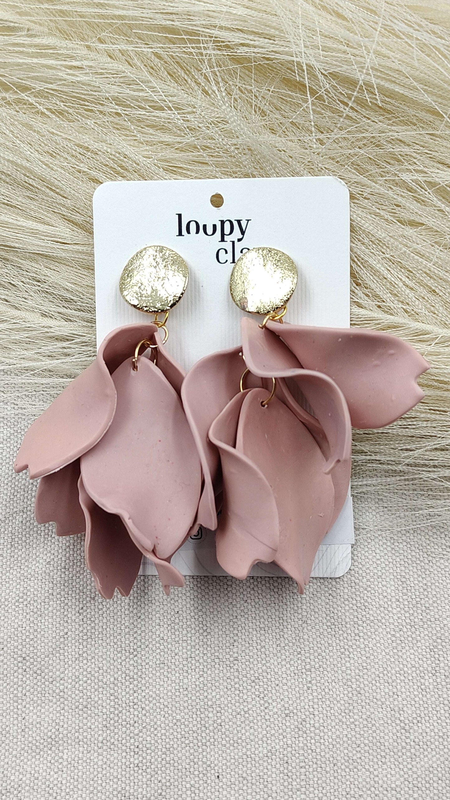 Orecchini Pendenti Rugiada di Seta | Rosa Cipria e Oro