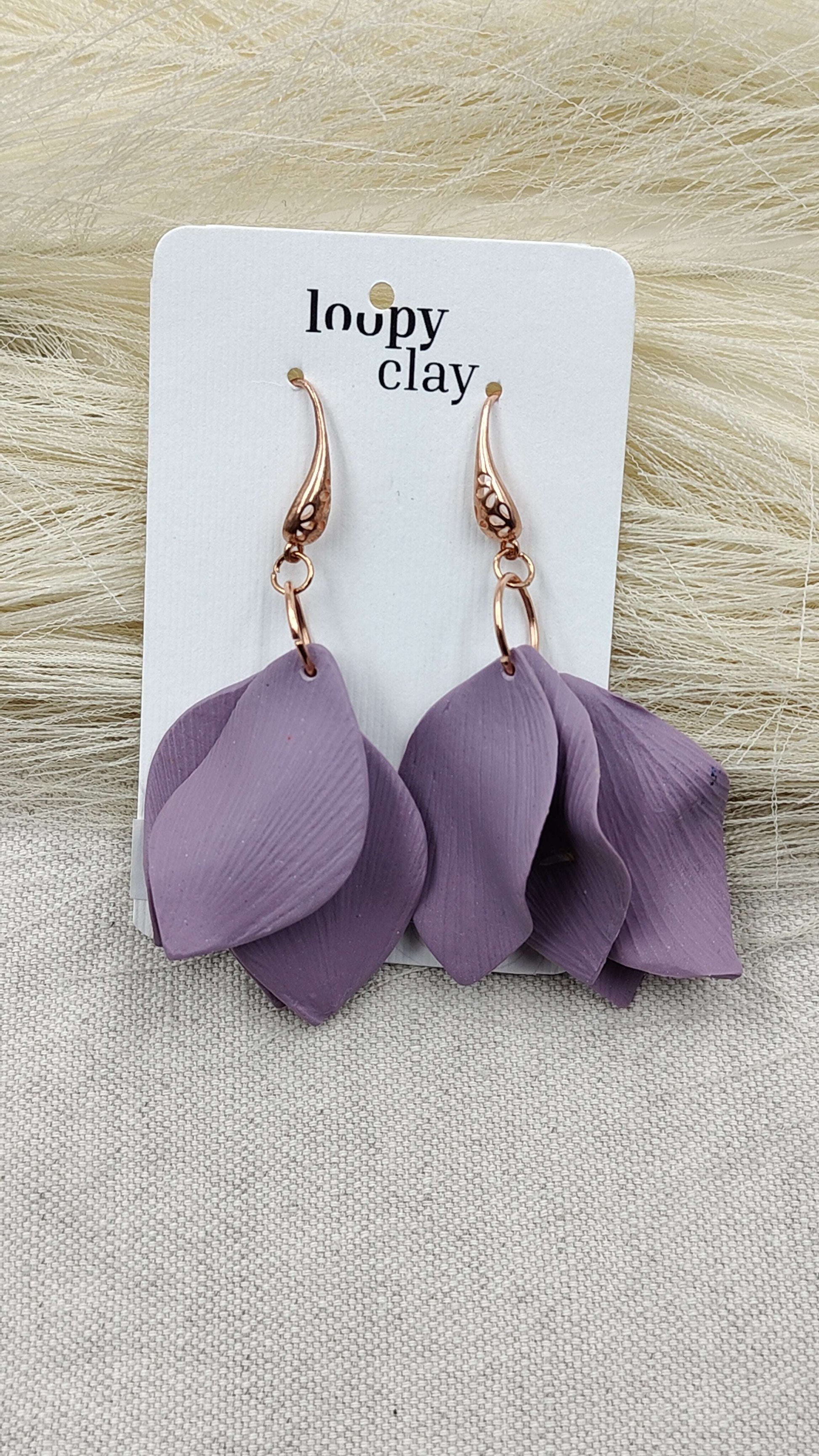 Orecchini pendenti Sogni di Primavera | Petali Viola e Riflessi Dorati