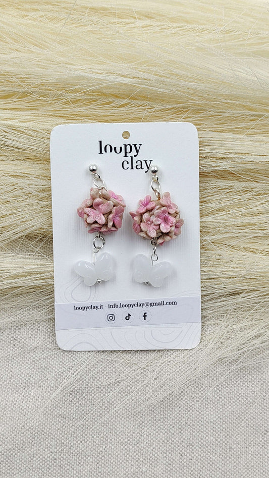 Orecchini Fiori e Farfalla in Vetro | Trasparenze e Magia