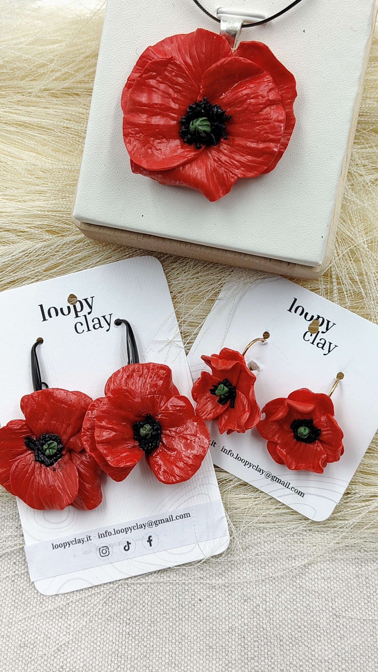 Orecchini Papavero cabochon | Miniature botaniche fatte a mano