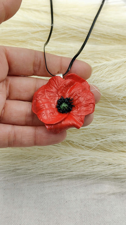 Collana Papavero Rosso | Cabochon Vintage Style