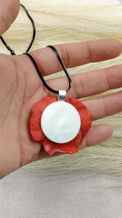 Collana Papavero Rosso | Cabochon Vintage Style