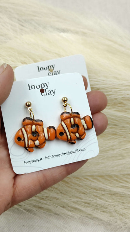 Orecchini Pesciolini Clownfish Mare Estate Artigianali