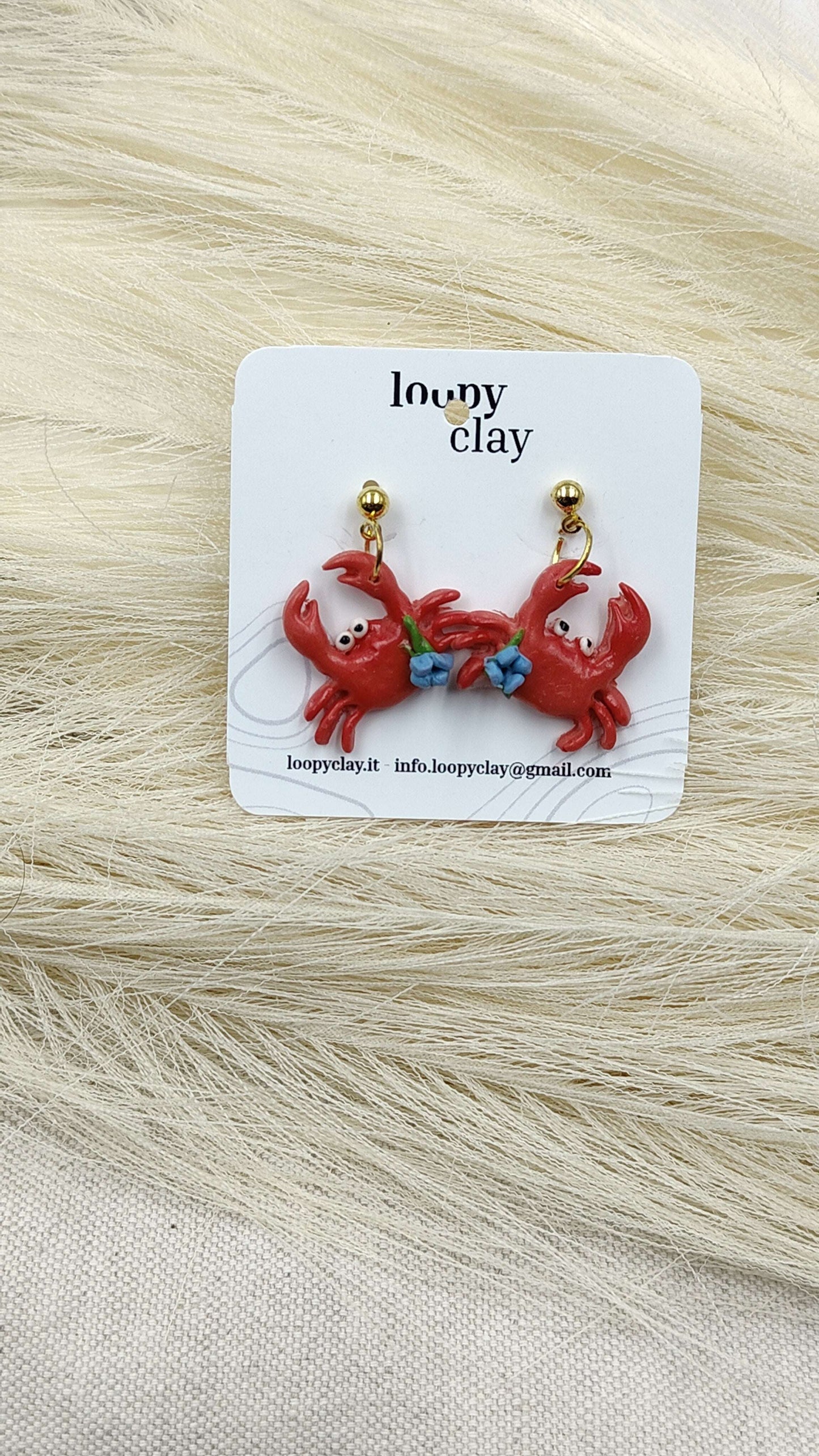 Orecchini Granchio Mare Fiori Colorati Pendenti Estate