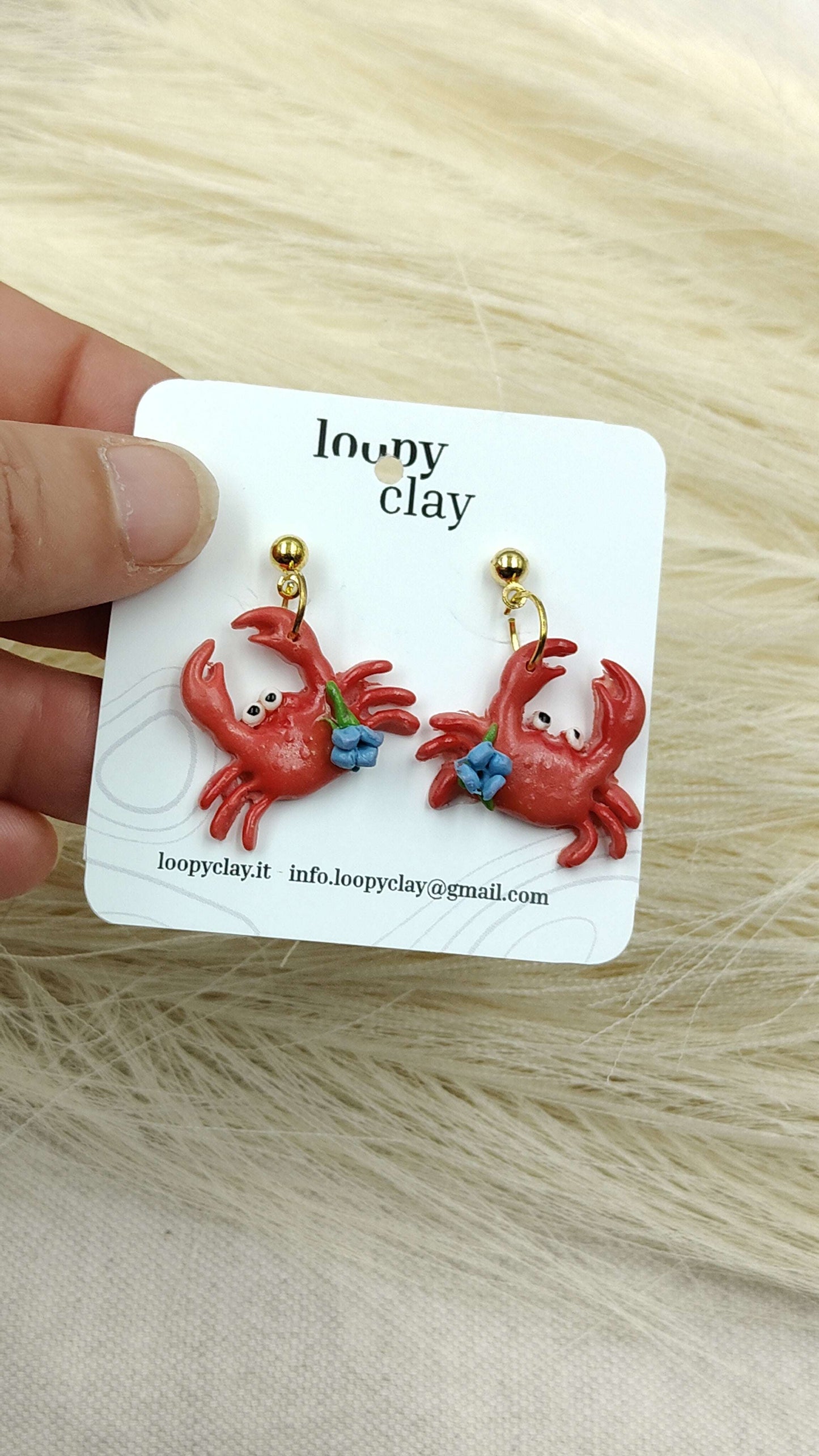 Orecchini Granchio Mare Fiori Colorati Pendenti Estate