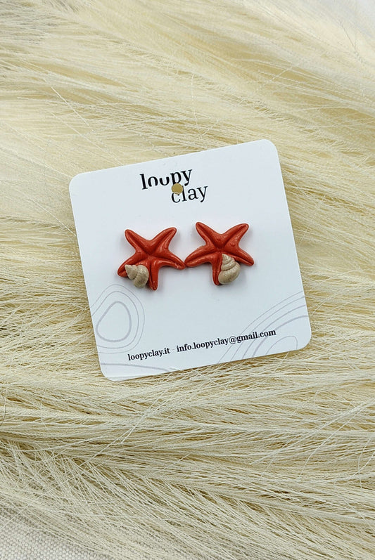 Orecchini Stella Marina Conchiglia Mare Filo Leggeri