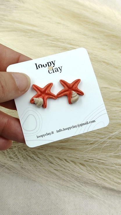 Orecchini Stella Marina Conchiglia Mare Filo Leggeri