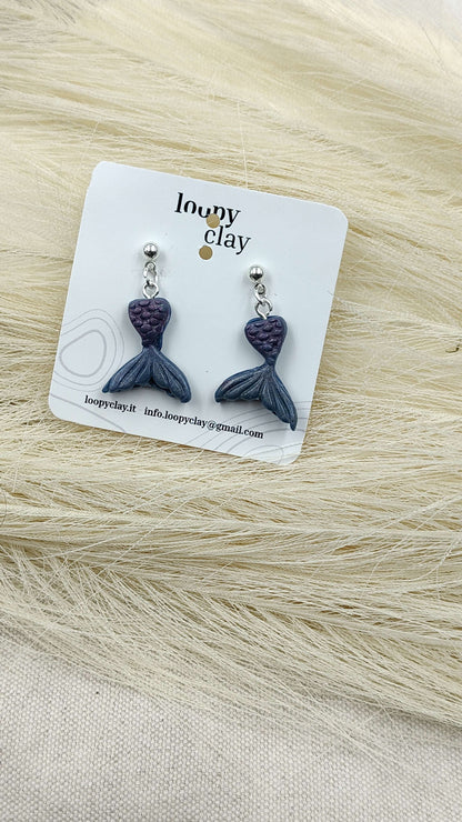 Orecchini Sirena Mare Pendenti Artigianali Leggeri Unici
