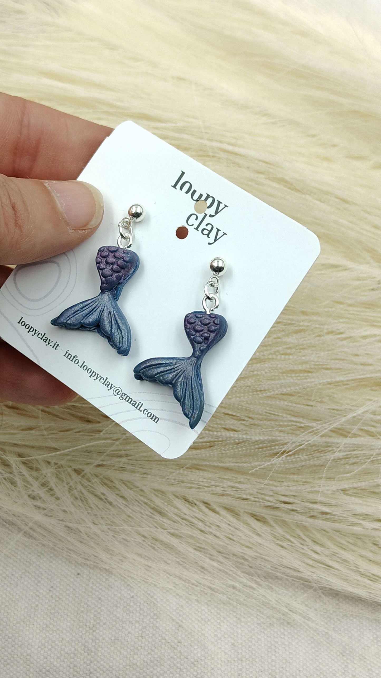 Orecchini Sirena Mare Pendenti Artigianali Leggeri Unici