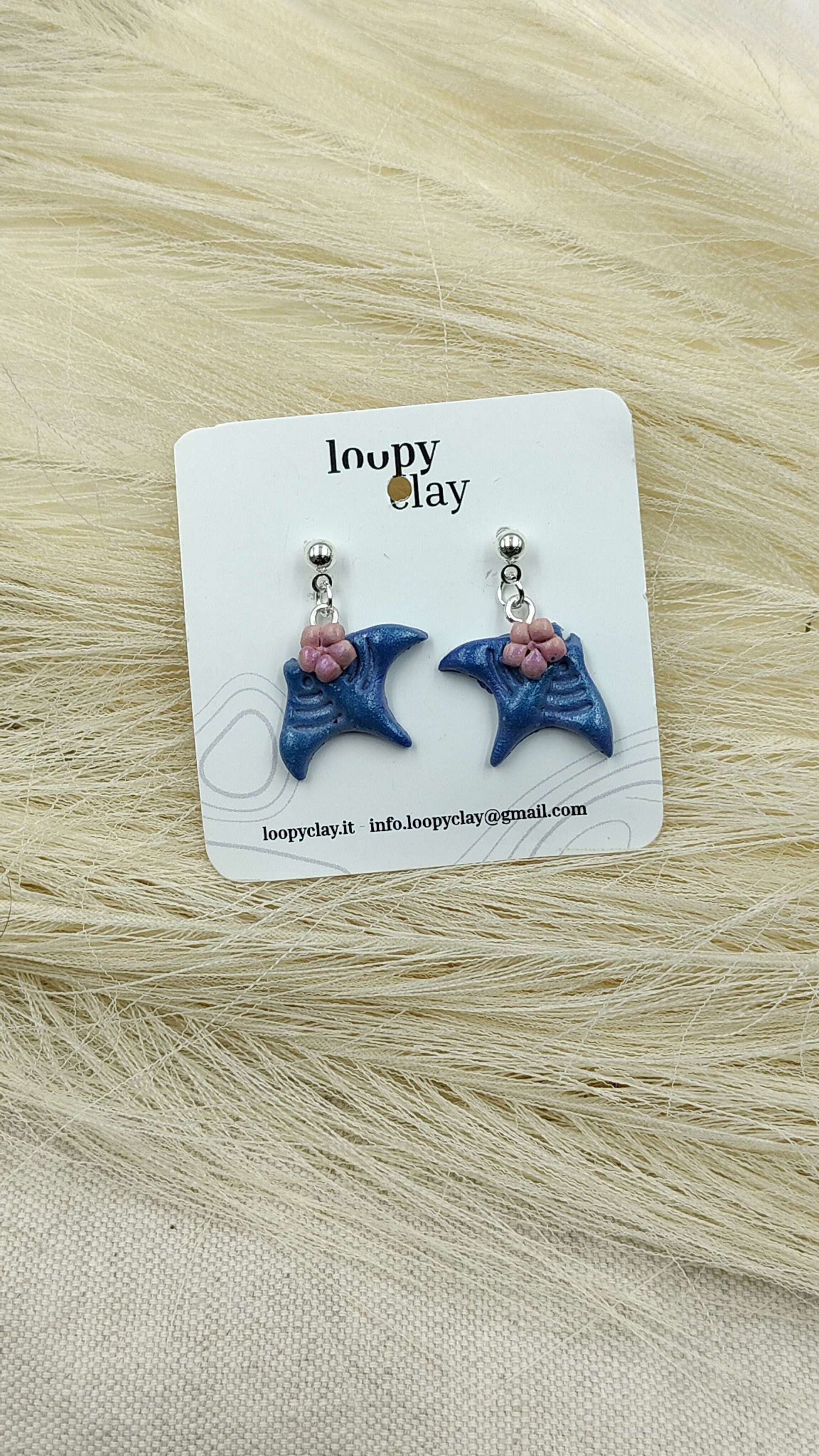 Orecchini Manta Fiori Plumeria Mare Estate Leggeri