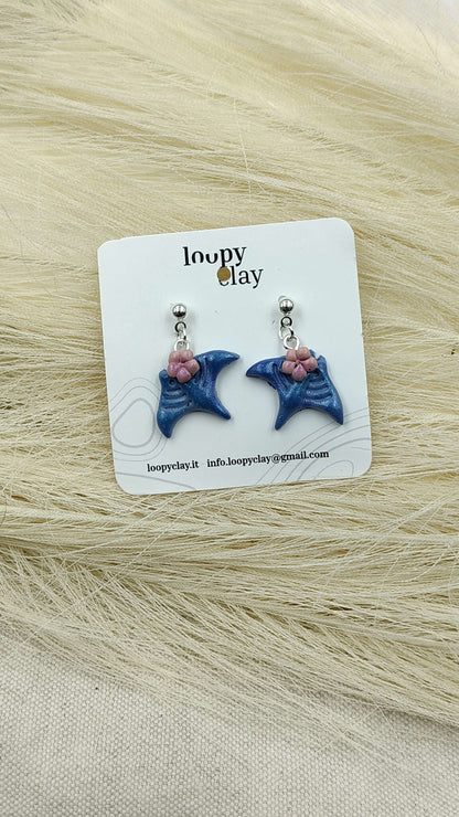 Orecchini Manta Fiori Plumeria Mare Estate Leggeri