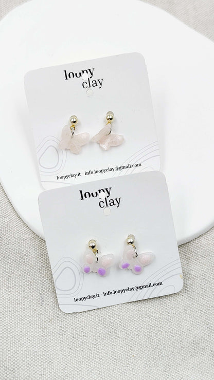 Orecchini Mini Farfalla effetto Vetro | Discreta Trasparenza