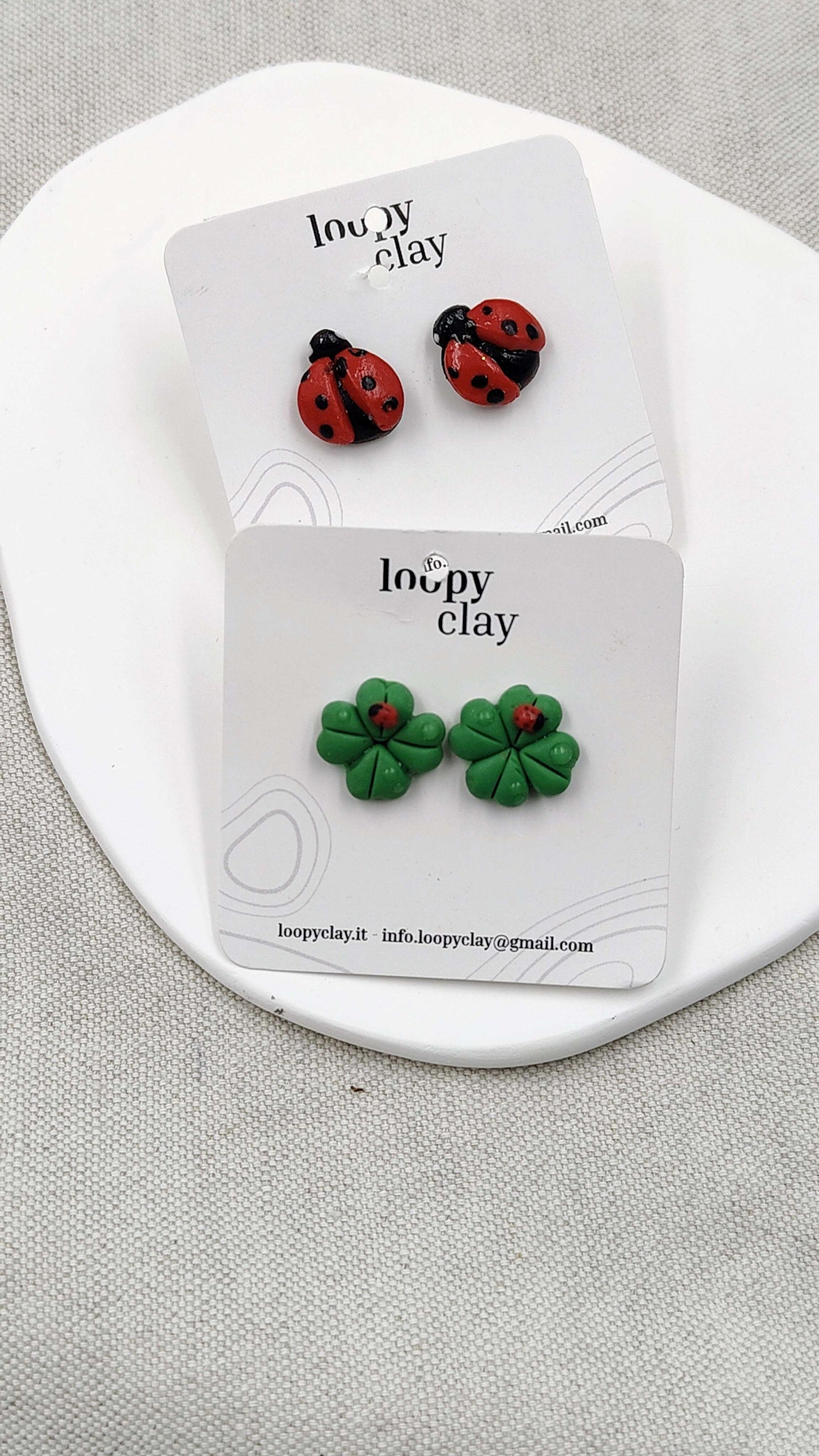 Orecchini Coccinella e Quadrifoglio | Il tuo portafortuna quotidiano