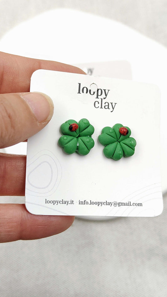 Orecchini Coccinella e Quadrifoglio | Il tuo portafortuna quotidiano