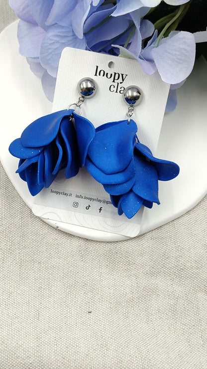 Orecchini Pendenti Notte Stellata | Blu Notte e Acciaio